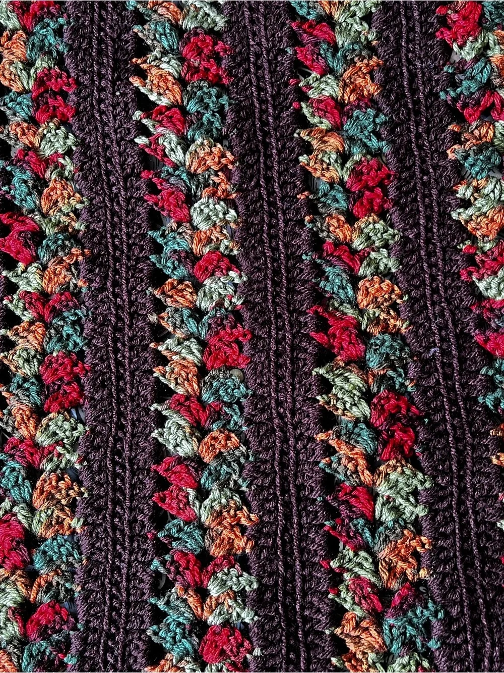 Hand crocheted large throw fall autumn colors 54 x 70